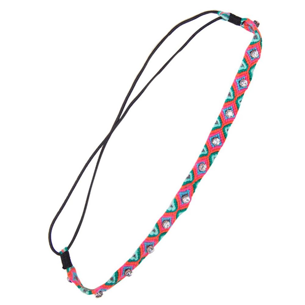 Diamond Pattern Stone Decorated Colorful Headband